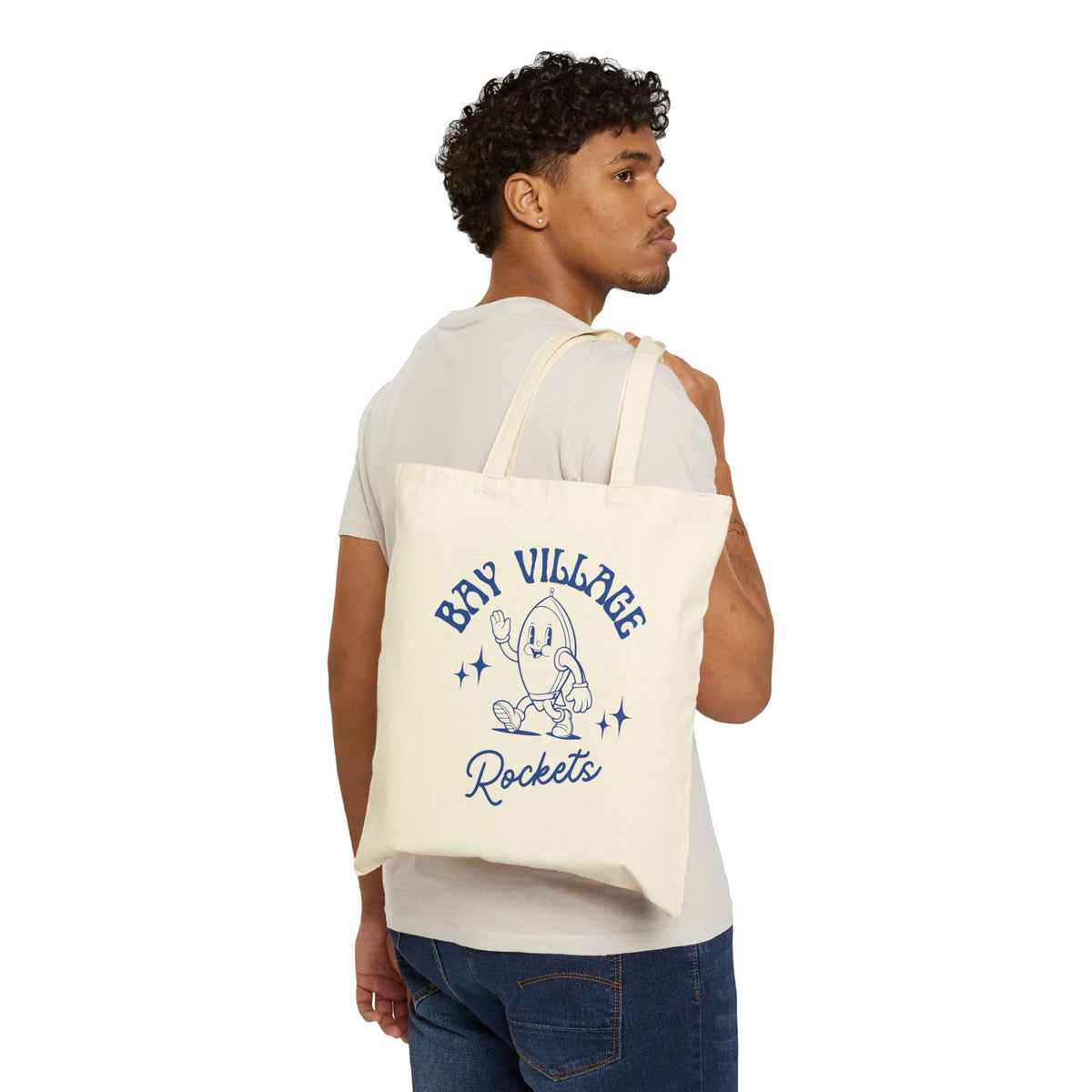 Bay Village Retro Rocket - Cotton Canvas Tote Bag