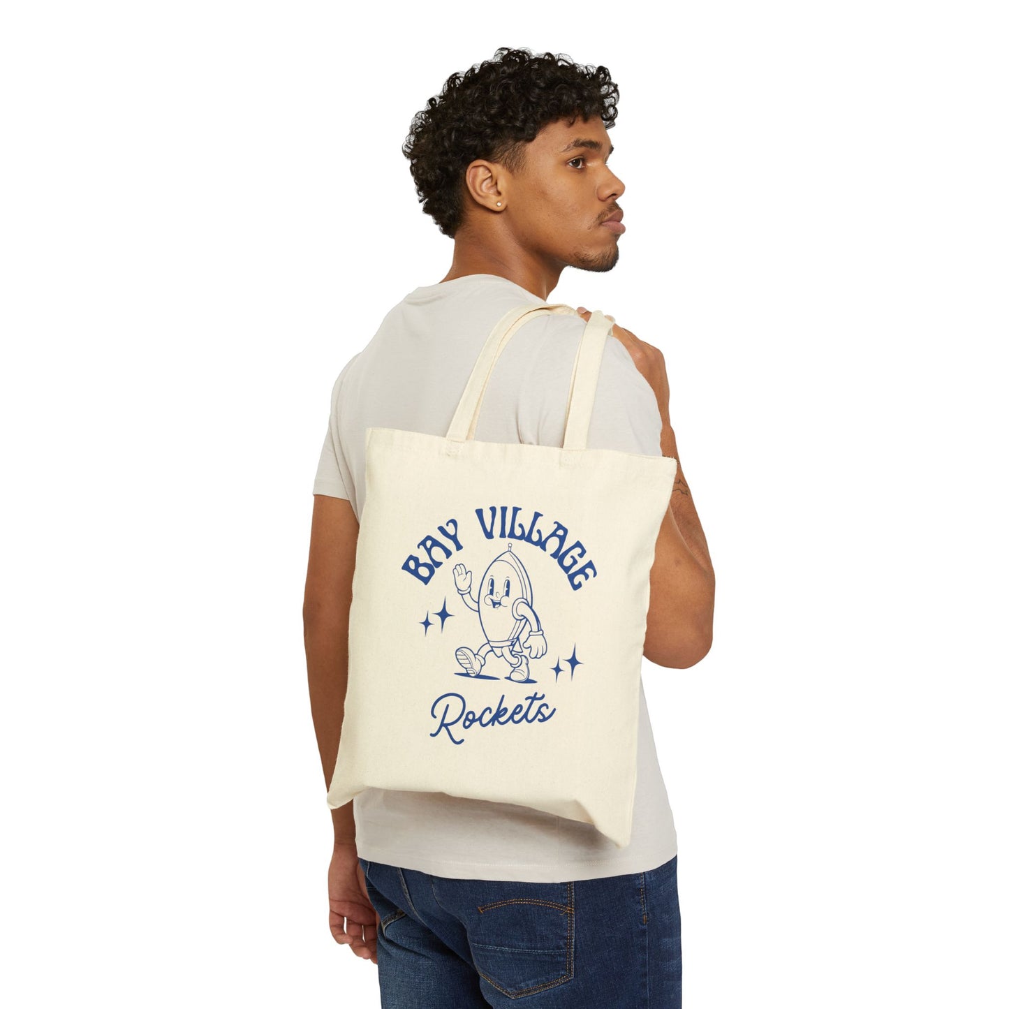 Retro Rocket - Cotton Canvas Tote Bag
