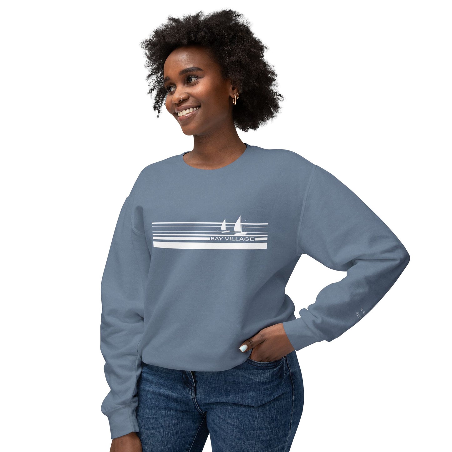 Unisex Comfort Colors Sweatshirt – Bay Village Sailboat Design with Huntington Beach Coordinates