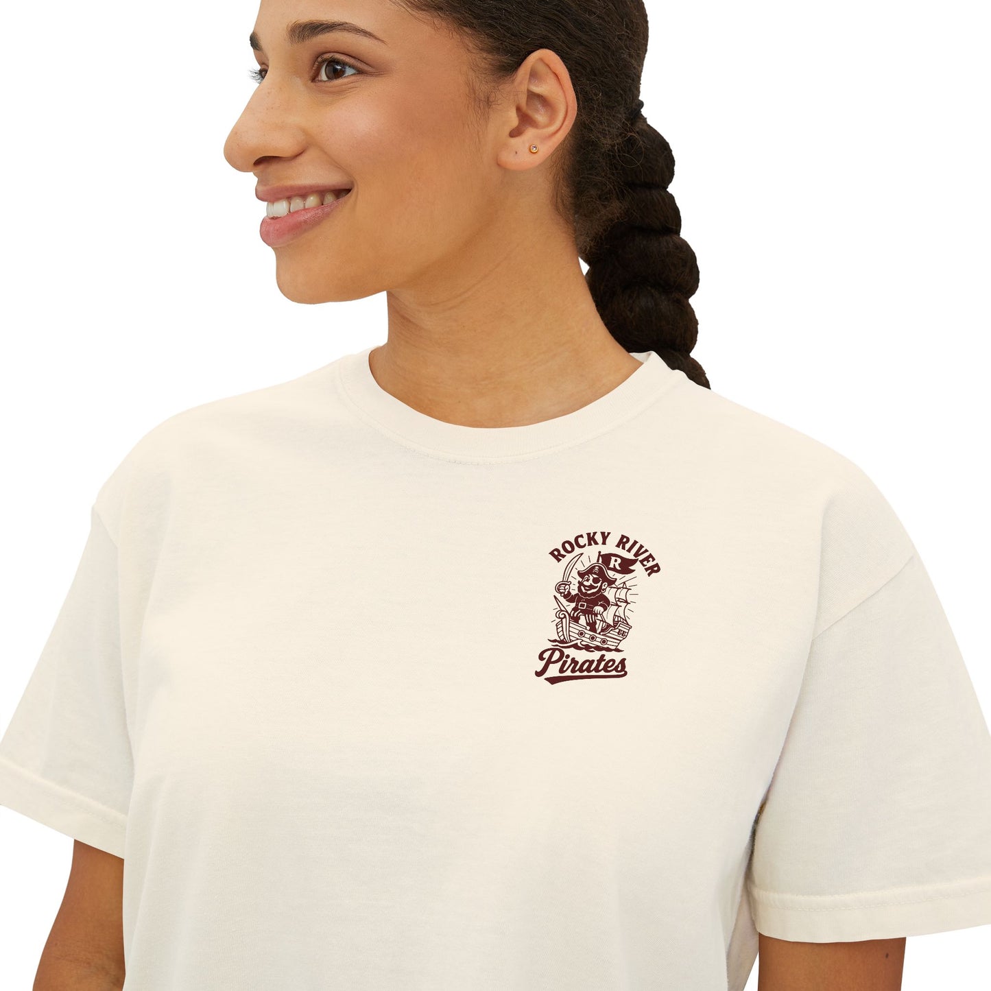 Rocky River Retro Pirate Women’s Boxy Tee | Vintage Oversized Tee