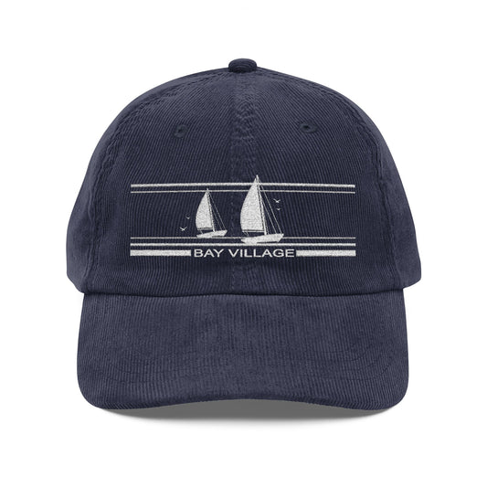Bay Village Vintage Corduroy Hat – Embroidered Sailboat Cap